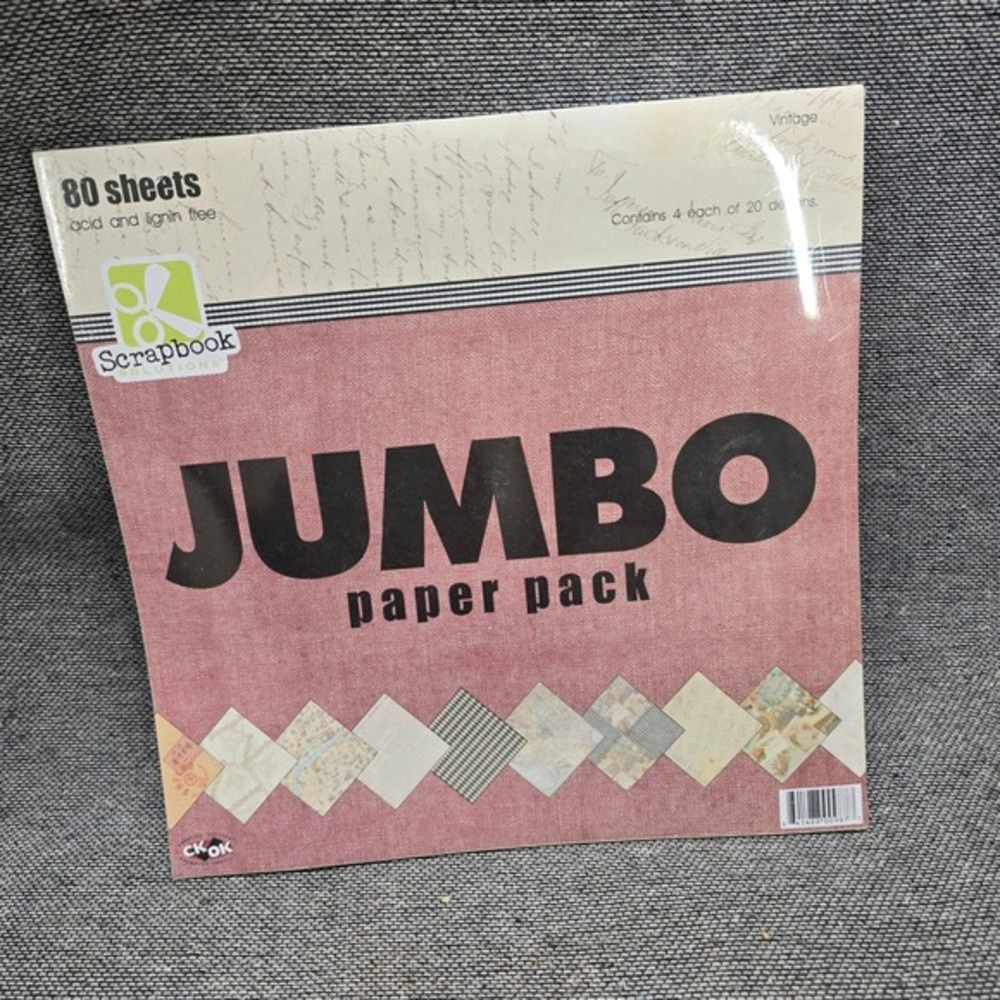 Scrapbook Solutions Jumbo Paper Pack 80 Sheets 12x12‎ Vintage Multi NIP BR-007A
